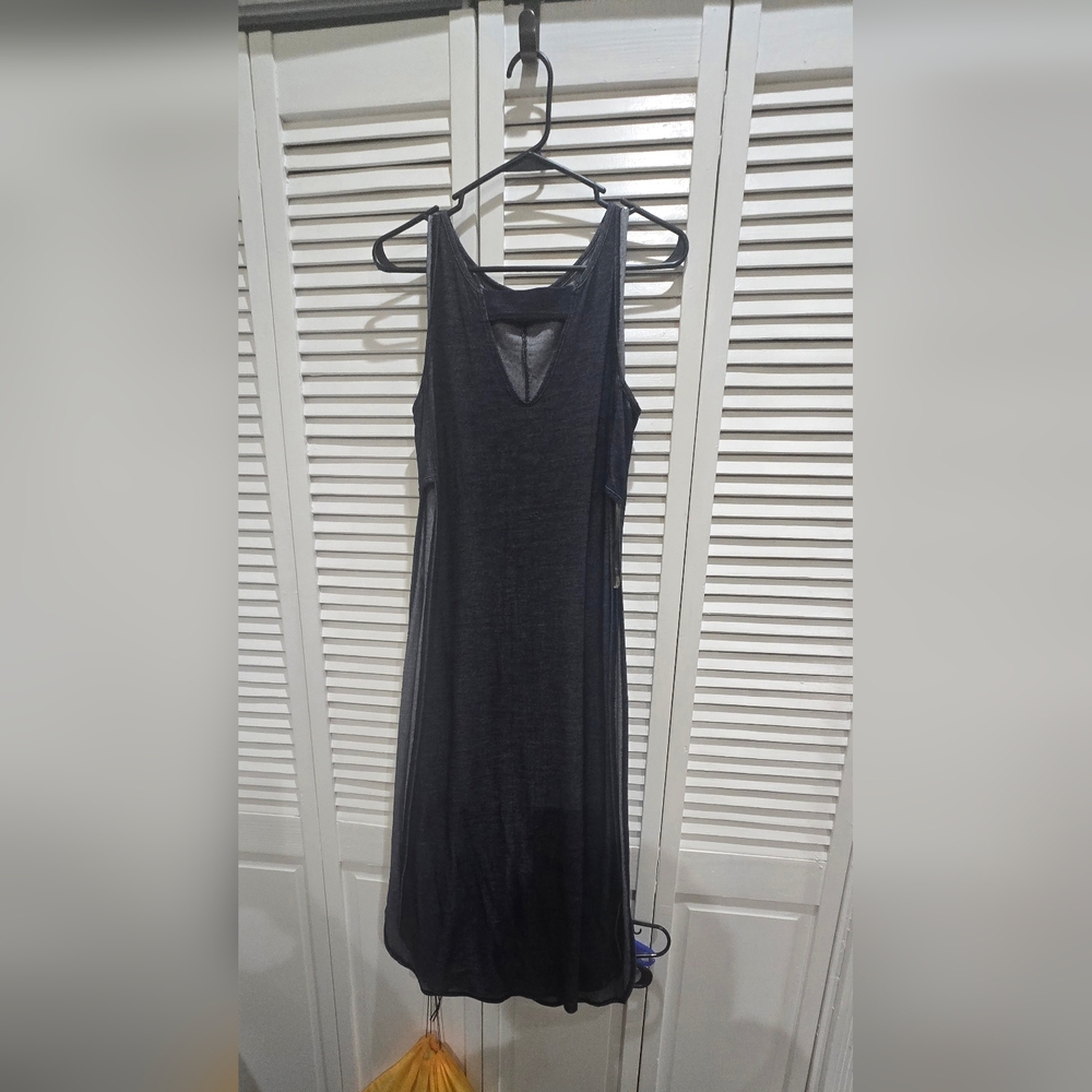 Blue Sleeveless Top With Long Side Slits